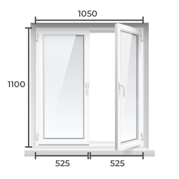 Окно ПВХ Brusbox 60  1100×1050 1 камерный профиль